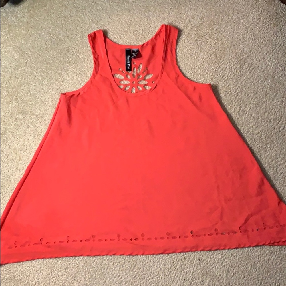 100% Polyester Coral eyelet Tank